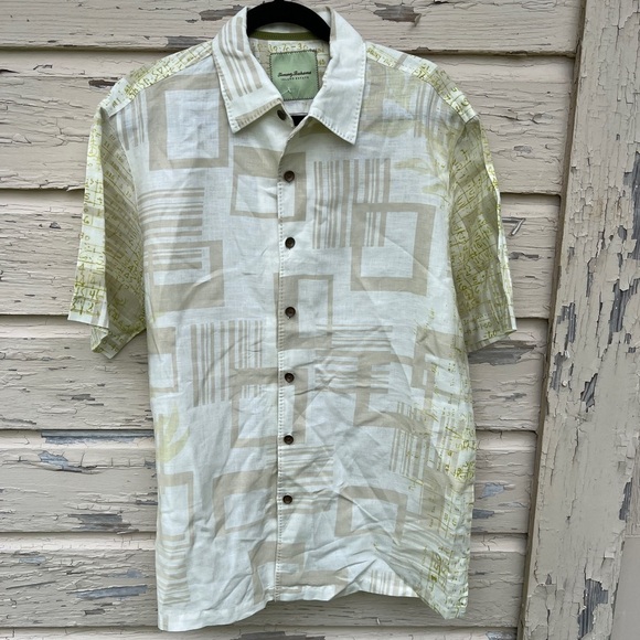 Tommy Bahama Island Estate Linen Beachy Vacation Geometric Buttondown Shirt L - Picture 1 of 12